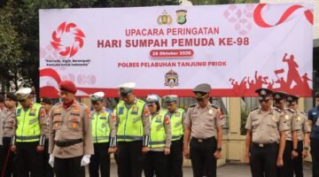 Polres Pelabuhan Tanjung Priok Gelar Upacara Hari Sumpah Pemuda ke-98, Kapolres Tekankan Persatuan dan Pengabdian Nyata